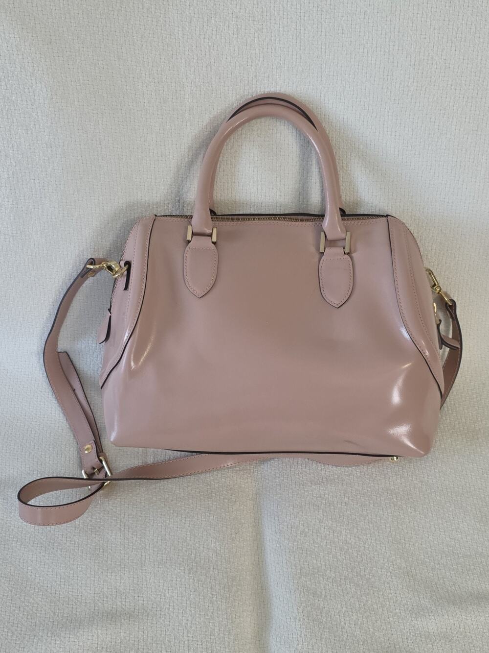 Gianni Notaro Italian Leather Satchel Convertible Crossbody Bag Purse Blush Pink